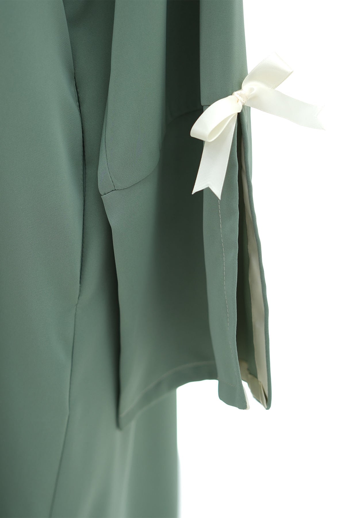 Elara Bow Tie Open Abaya 1033- Green